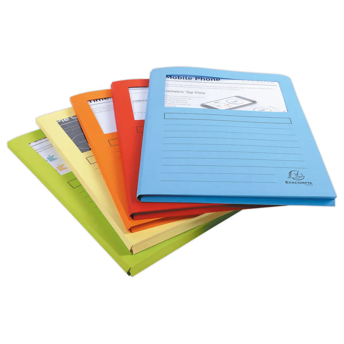 50  Mappen met venster en zijvouw - A4 -  160g - Kleurassortiment 