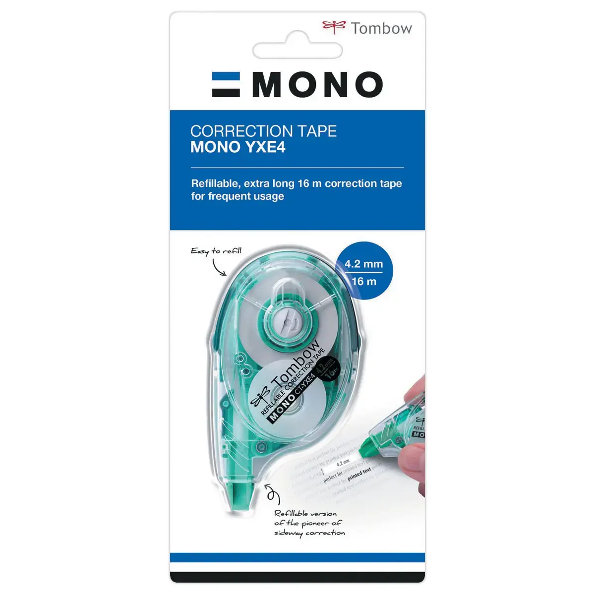 Zijcorrector TOMBOW met een rol van 16 m - bandbreedte 4,2 mm. 