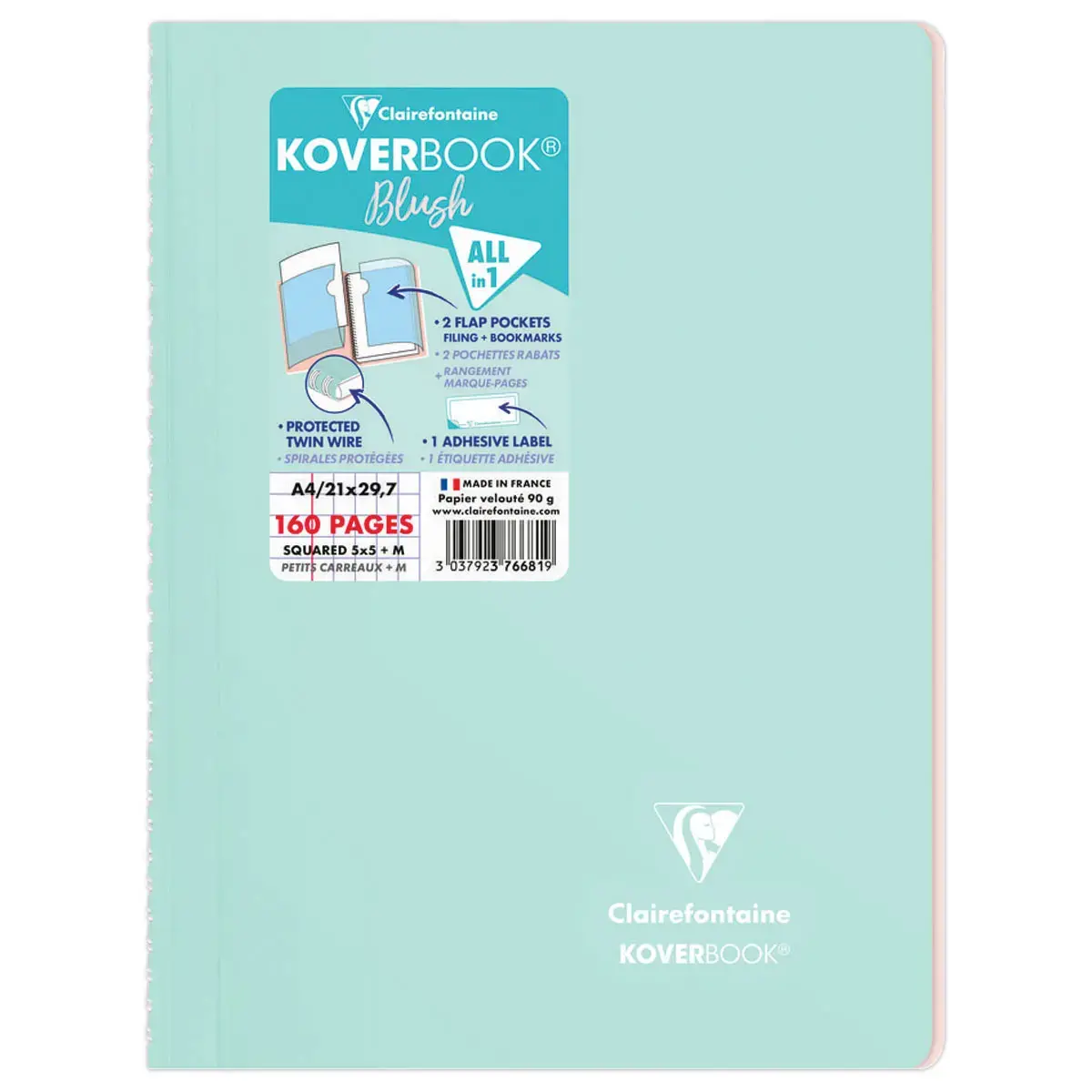 Spiraalnotitieboek KOVERBOOK Blush A4 160 pagina's, 5X5, 90g