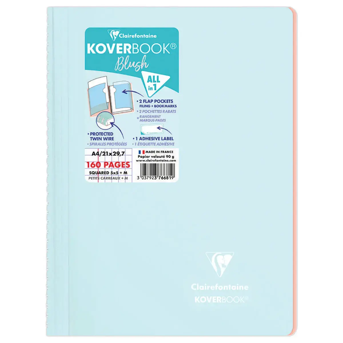 Spiraalnotitieboek KOVERBOOK Blush A4 160 pagina's, 5X5, 90g