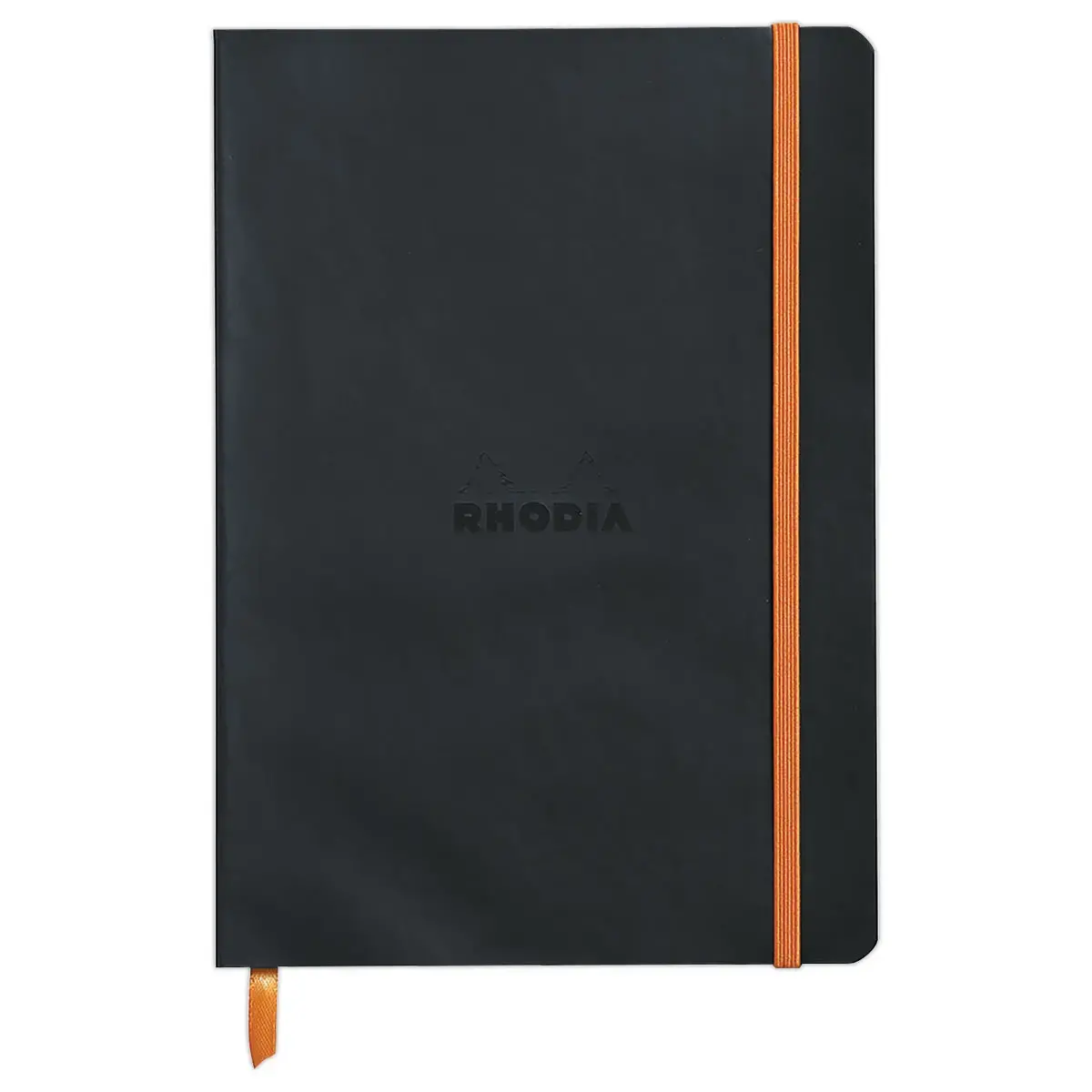 Genaaid schrift Rhodiarama A5 160 pagina's - zachte genaaide kaft - zwart - RHODIA