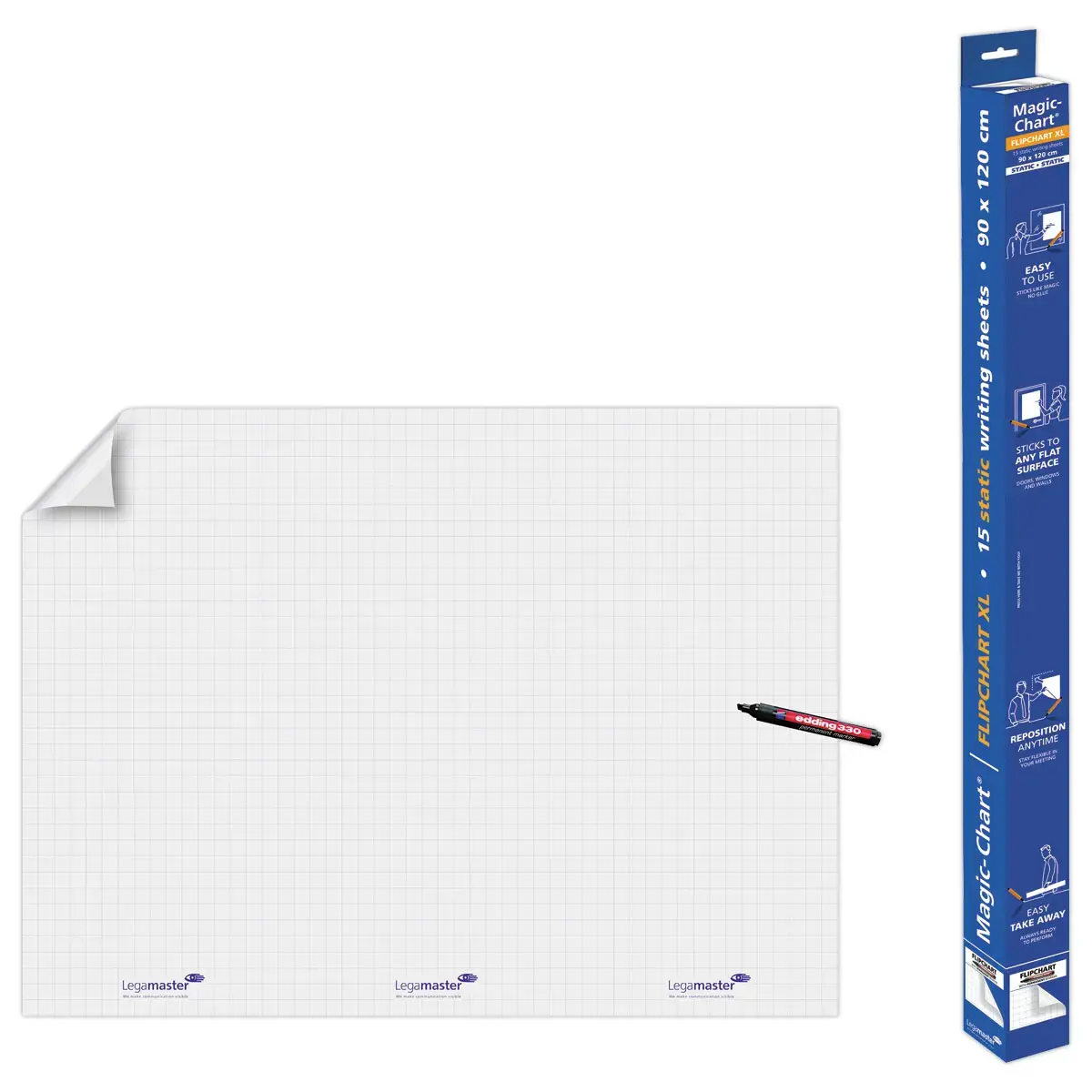 Rol van 15 elektrostatische vellen Magic Chart - Vierkante versie - 90 x 120 cm - LEGAMASTER 