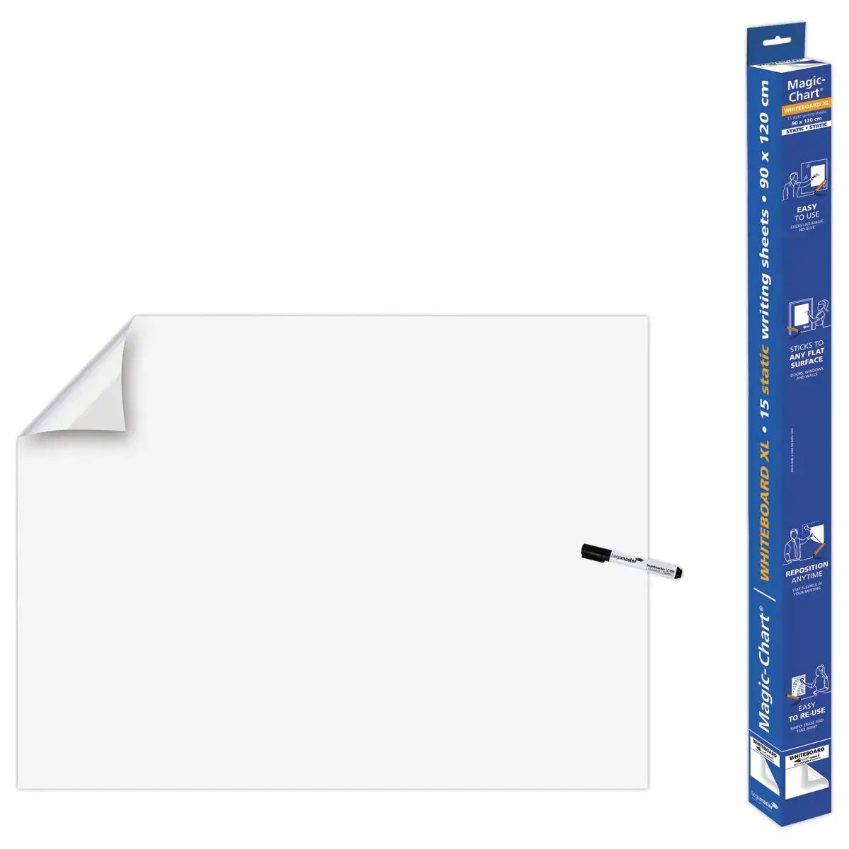 Rol 15 elektrostatische vellen Magic Chart - Versie whiteboard - 90 x 120 cm - LEGAMASTER