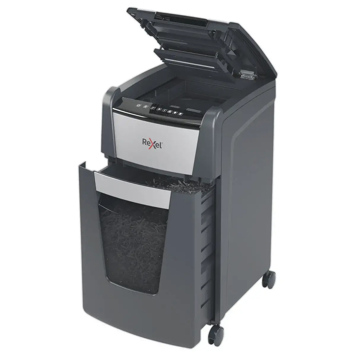 Papiervernietiger Optimum Auto+ 225X - Kruissnede - 225 vel - 60L - REXEL