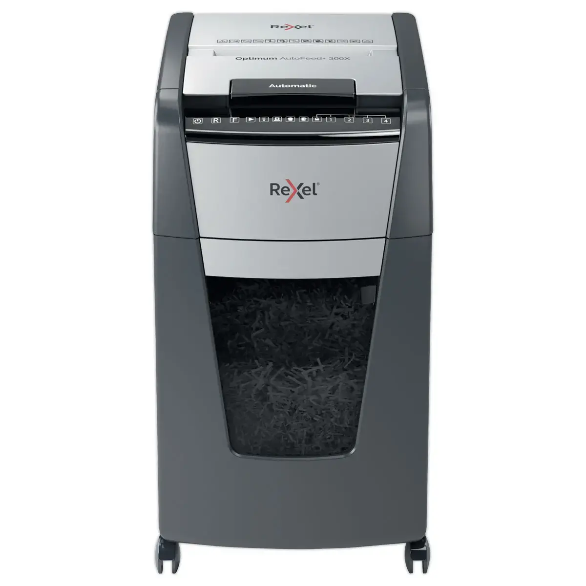 Papiervernietiger Rexel Optimum Auto+ 300X - Kruissnede - 300 vel - 60L - REXEL