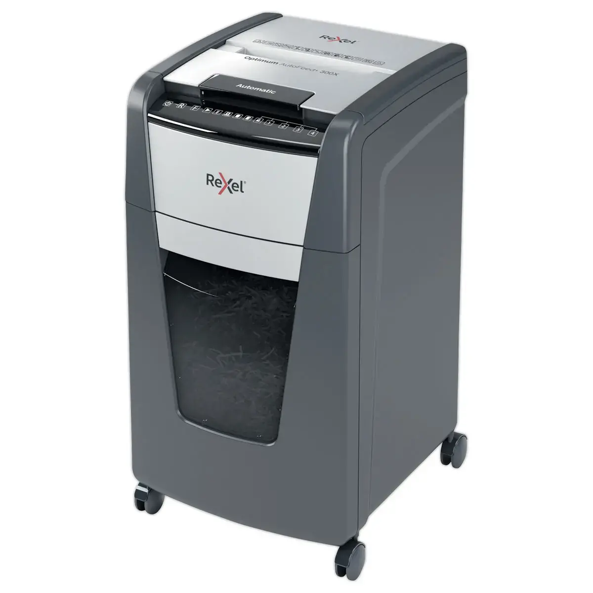 Papiervernietiger Rexel Optimum Auto+ 300X - Kruissnede - 300 vel - 60L - REXEL