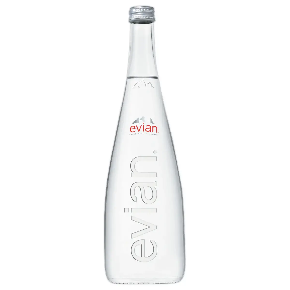 12 Flessen Evian in glas - 75 cl