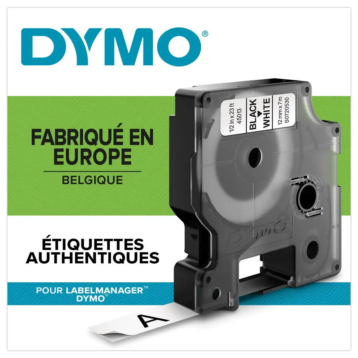 10 lintjes voor D1 labelprinter - 12 mm - Zwarte afdruk op witte achtergrond - DYMO