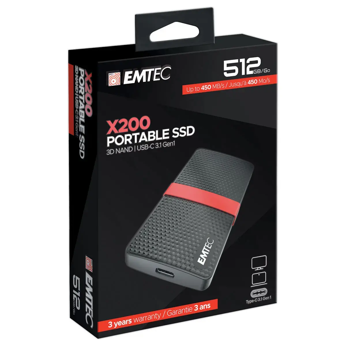 Externe SSD Emtec harde schijf USB 3.1 - 512GB 