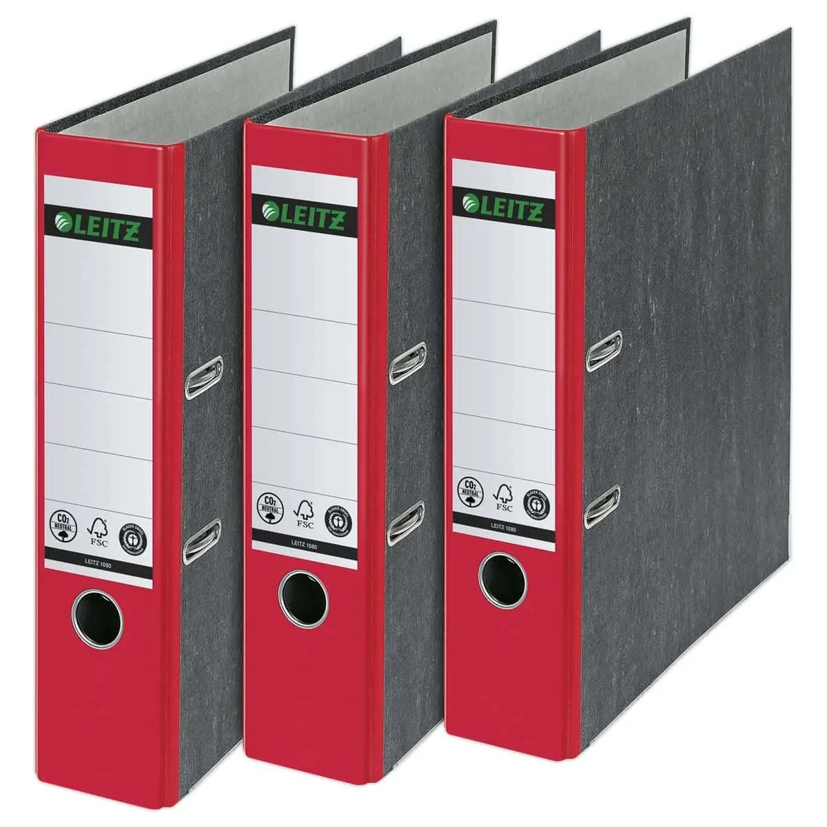 Map met hefboomwerking gemarmerd karton - Rug 8 cm - rood - LEITZ