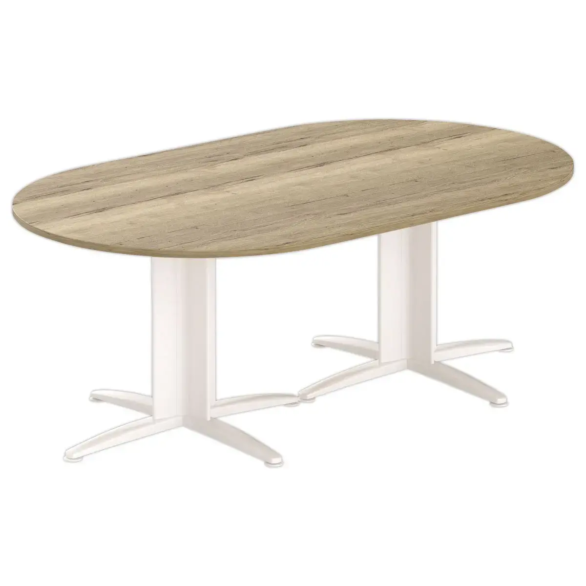 Tafel vergadering ovaal 200x120 eiken nerf/wit