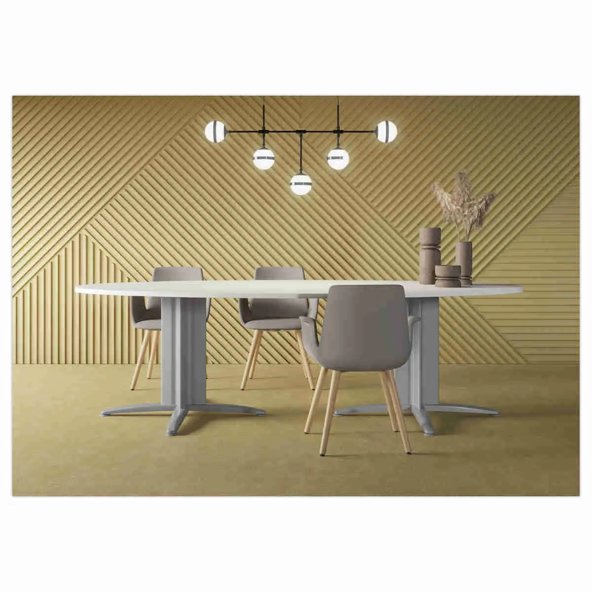 Tafel vergadering ovaal 200x120 eiken nerf/wit