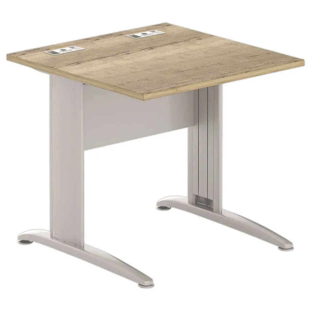 Tafel 80 x 80 eiken met nerf - aluminium poten Fiducial 