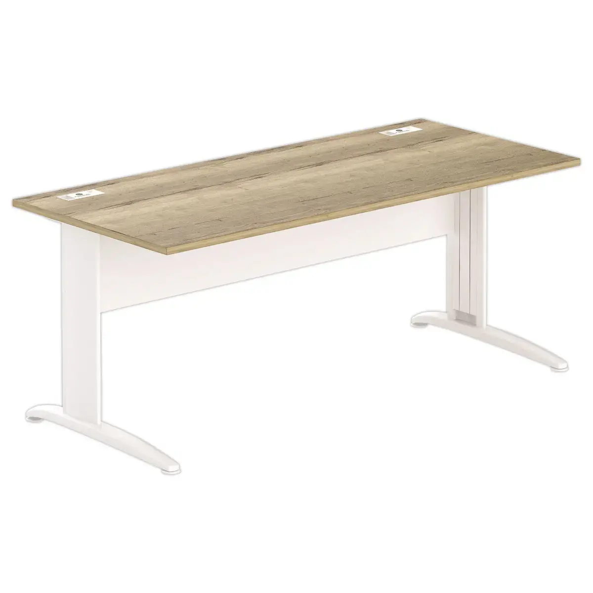 Bureau Buenos Aires - 180 x 80 cm - Bovenblad in generfd eik en wit onderstel - FIDUCIAL OFFICE SOLUTIONS