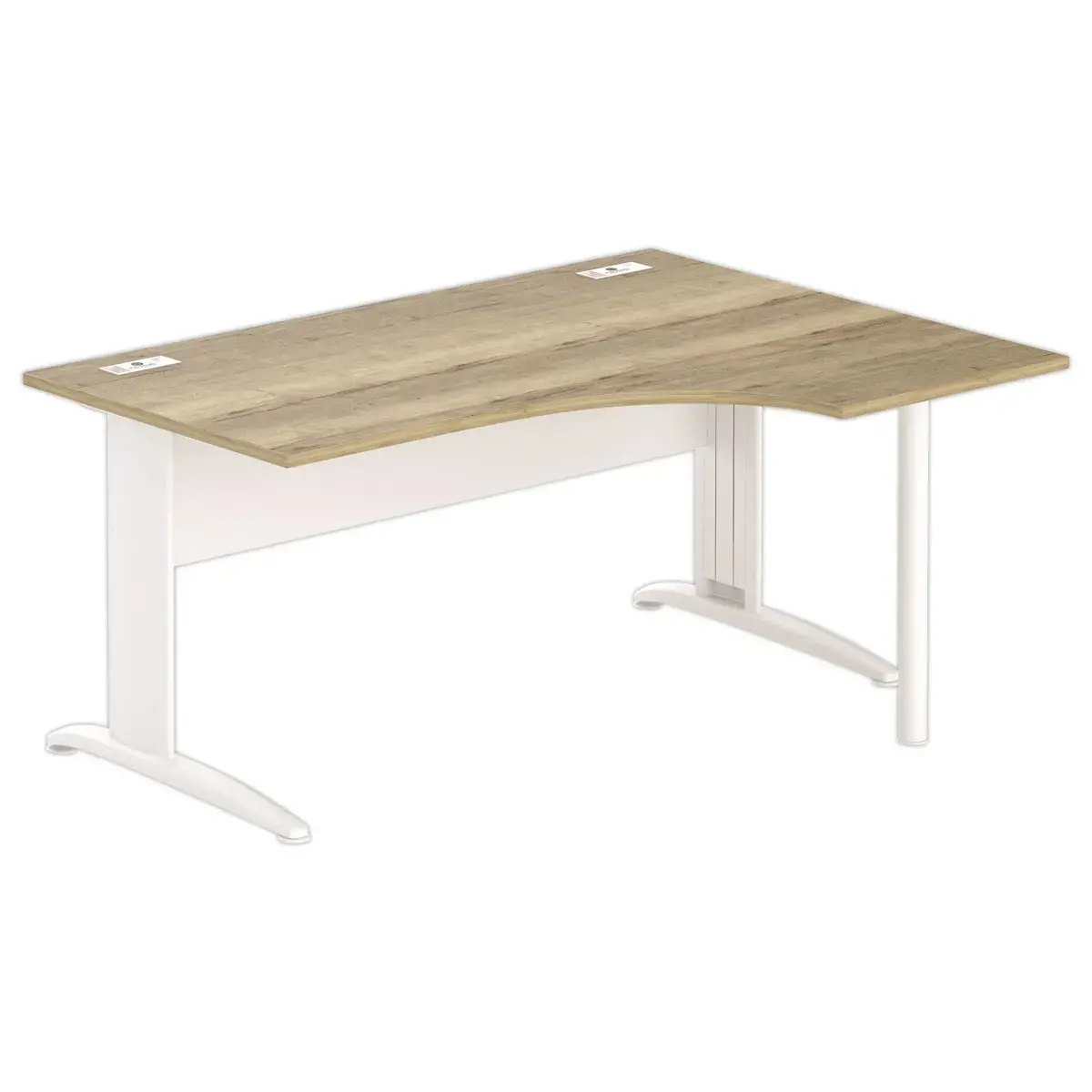 Bureau BUENOS AIRES compact retour naar rechts 160 x 80 Eiken geaderd/wit