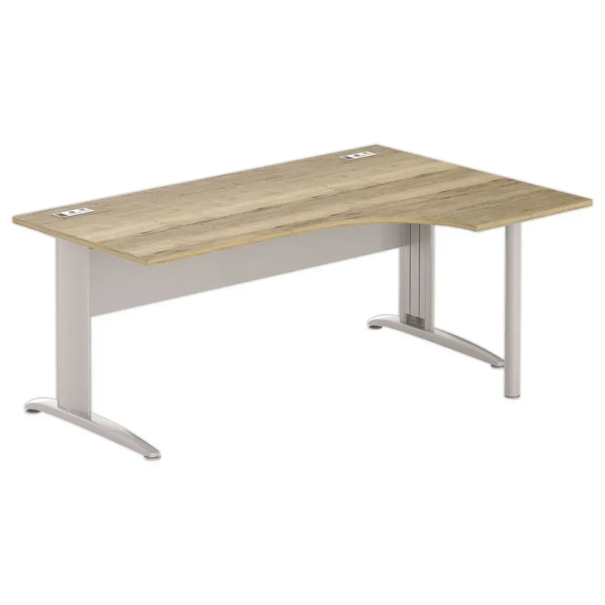 Bureau BUENOS AIRES compact retour naar rechts 180 x 80 eik geaderd/alu