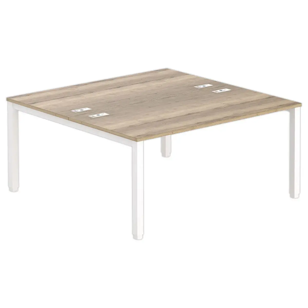 Bureau tegenover 4 poten 160 X 160 X 74 eiken met nerf/wit 