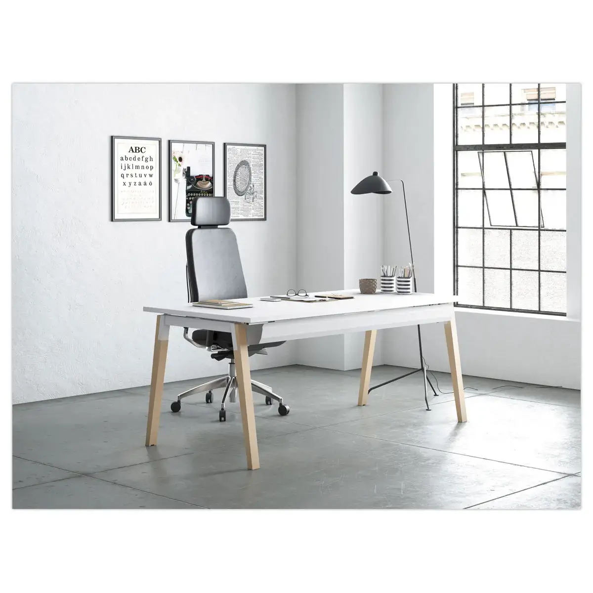 Rechthoekig bureau 180x80 Wit/ Beuken Bangkok