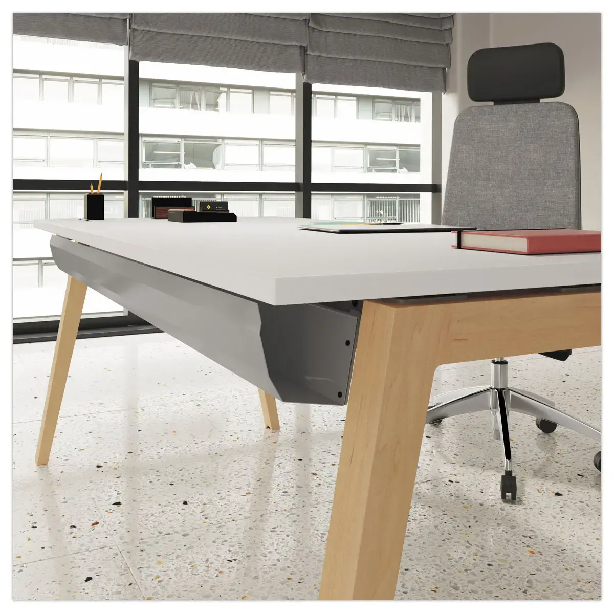 Rechthoekig bureau 180x80 Wit/ Beuken Bangkok