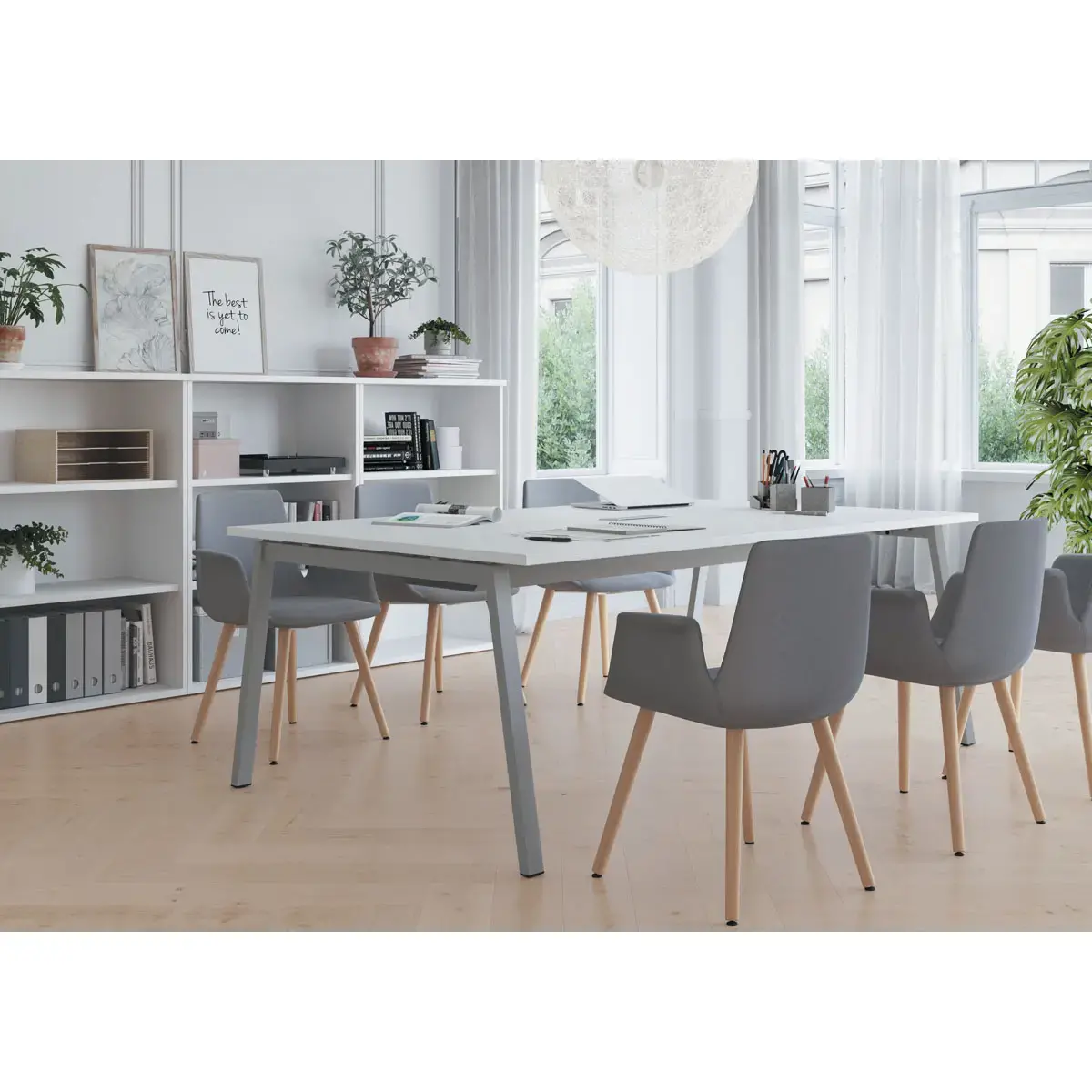 Rechthoekige tafel 200x120 Eiken met nerf / Poten.Antraciet