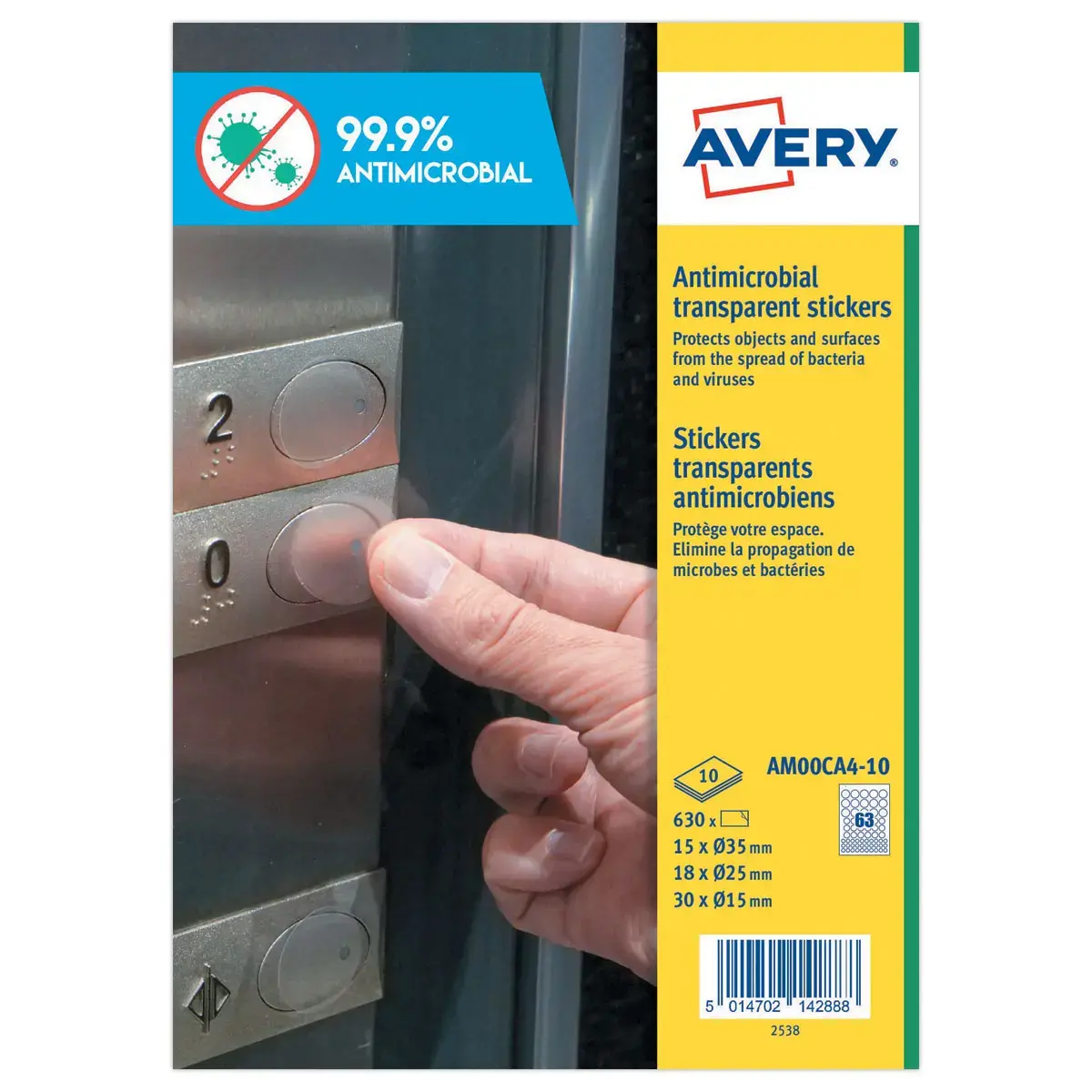 630 Antimicrobiële ronde stickers - permanente hechting - gemengde maten