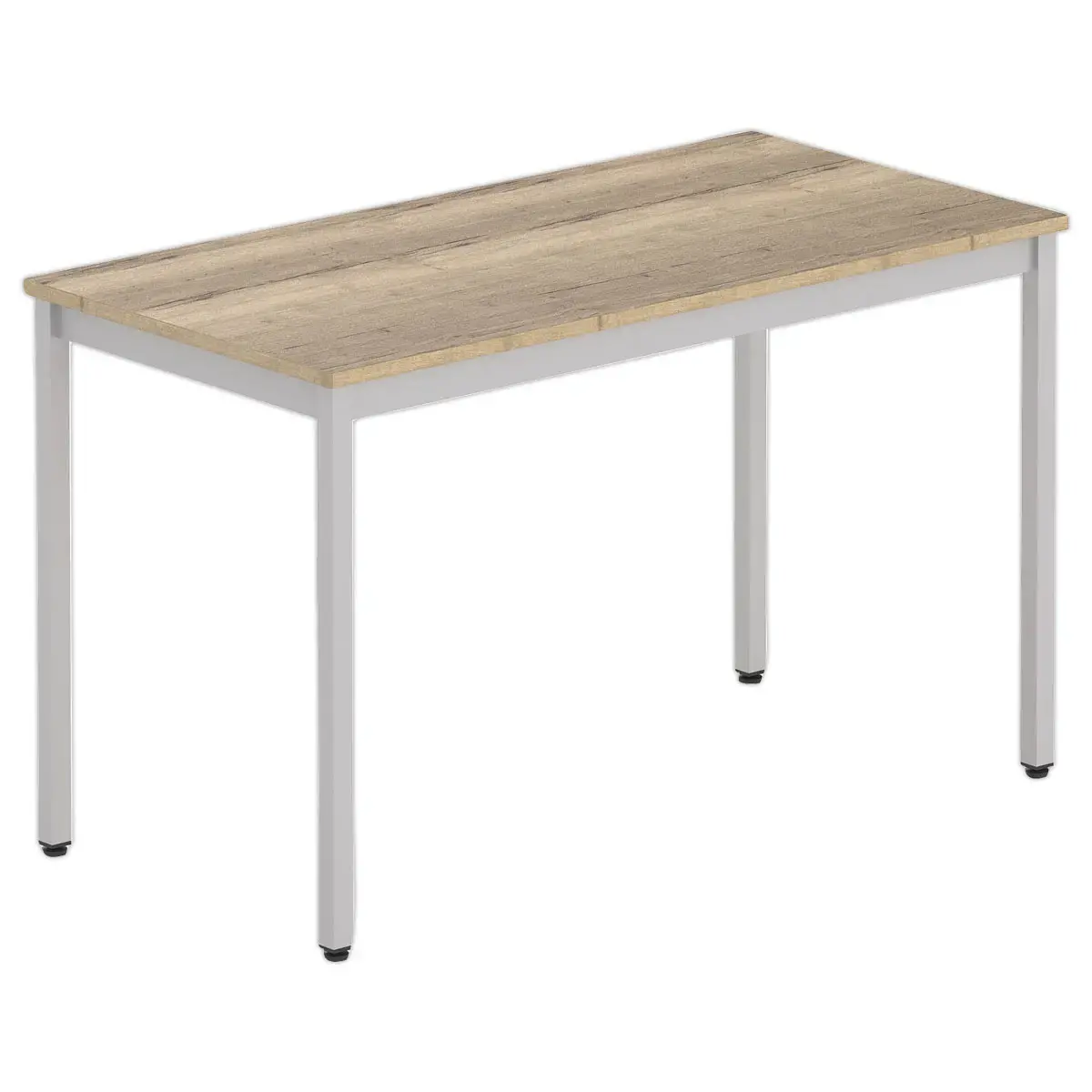 Modulaire rechthoekige tafel 120 x 60 eiken met nerf / alu