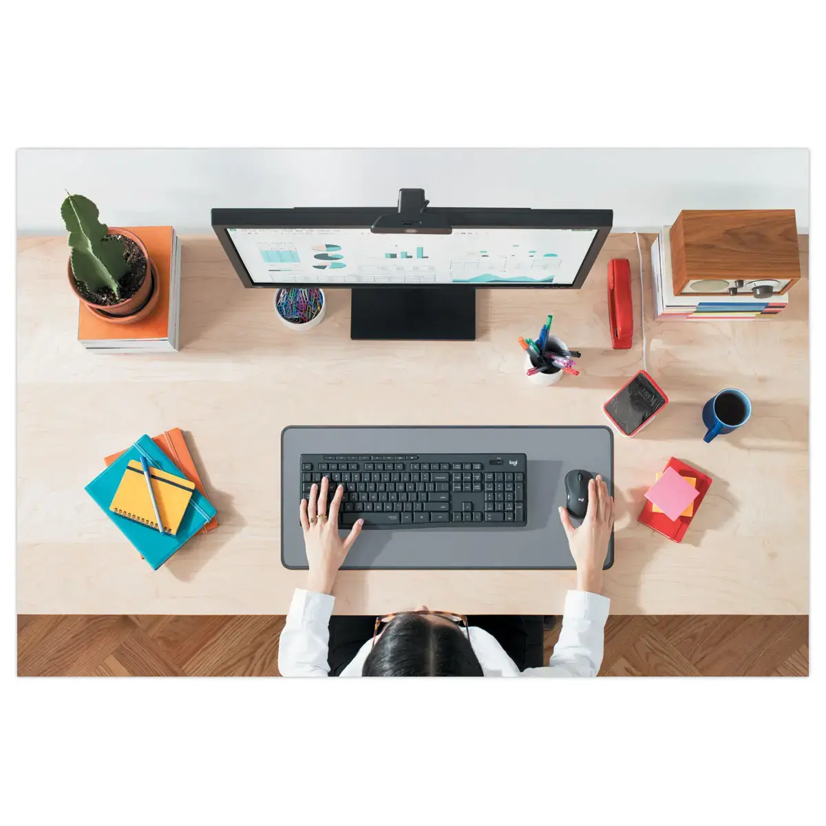 Stille kit draadloos toetsenbord + draadloze muis MK295 - AZERTY - LOGITECH 