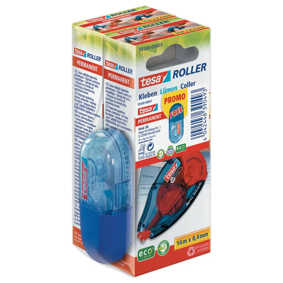 Oplaadbare roller permanente lijm 8,4 mm EcoLogo 