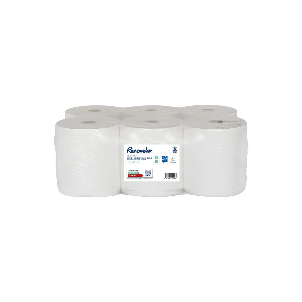 6 Witte handdoekrollen - Diameter 19 cm