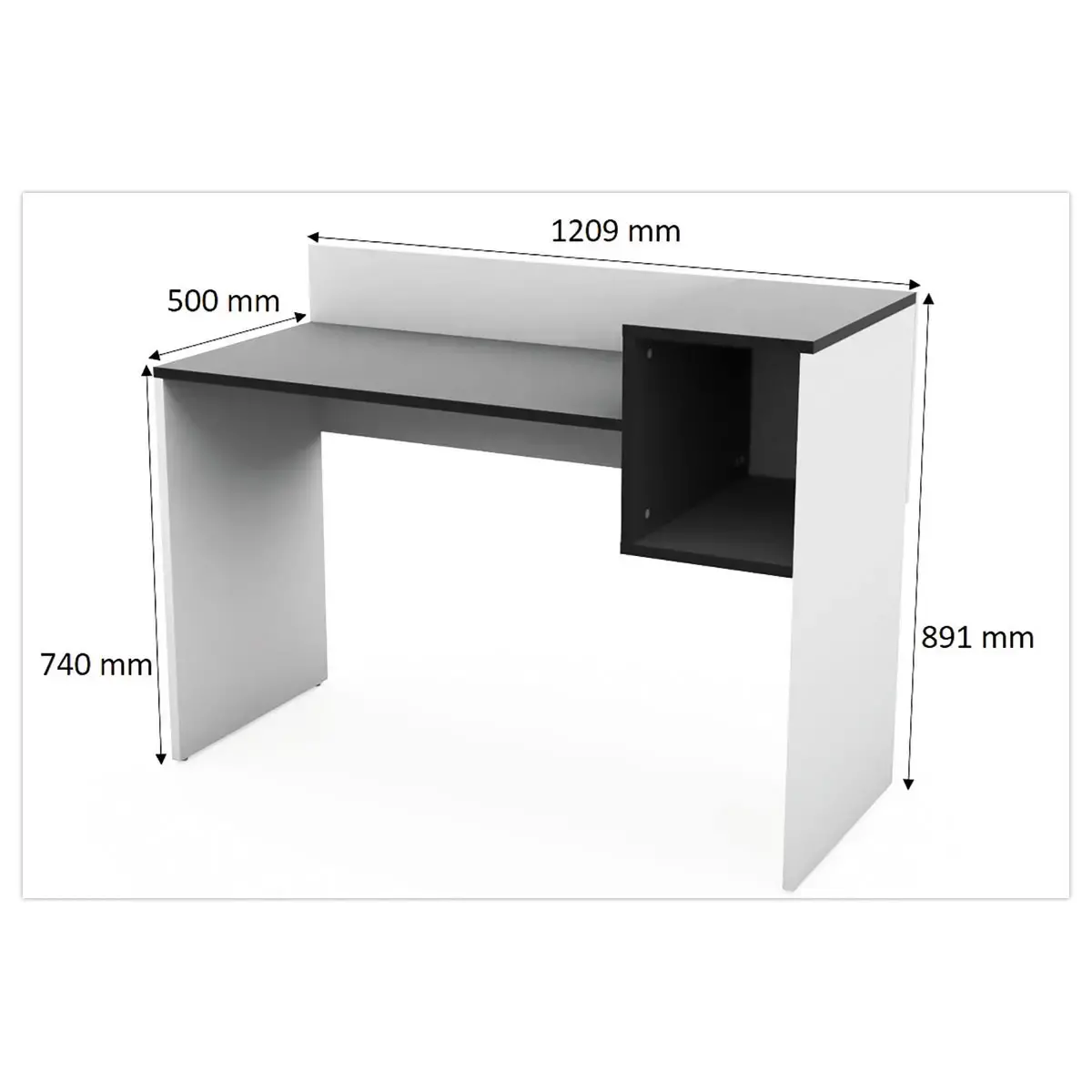 Bureau geschikt voor telewerk in melamine met niche - L 121 cm