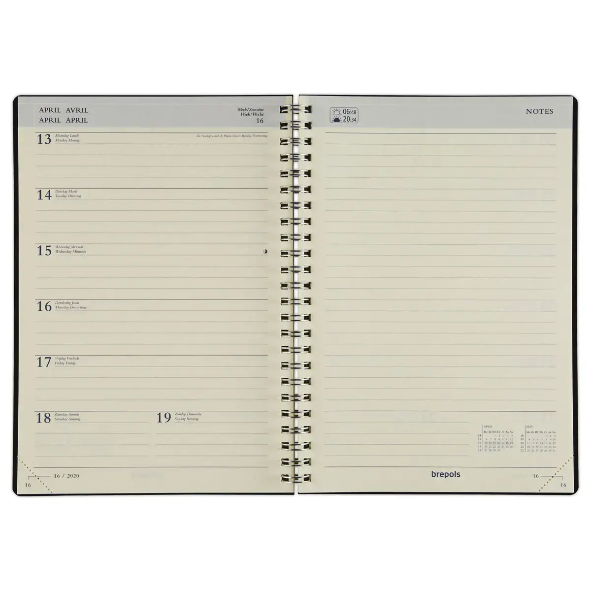 Weekagenda met spiraalbinding - Gelijnd - 14,8 x 21cm - Zwart - September tot december - BREPOLS