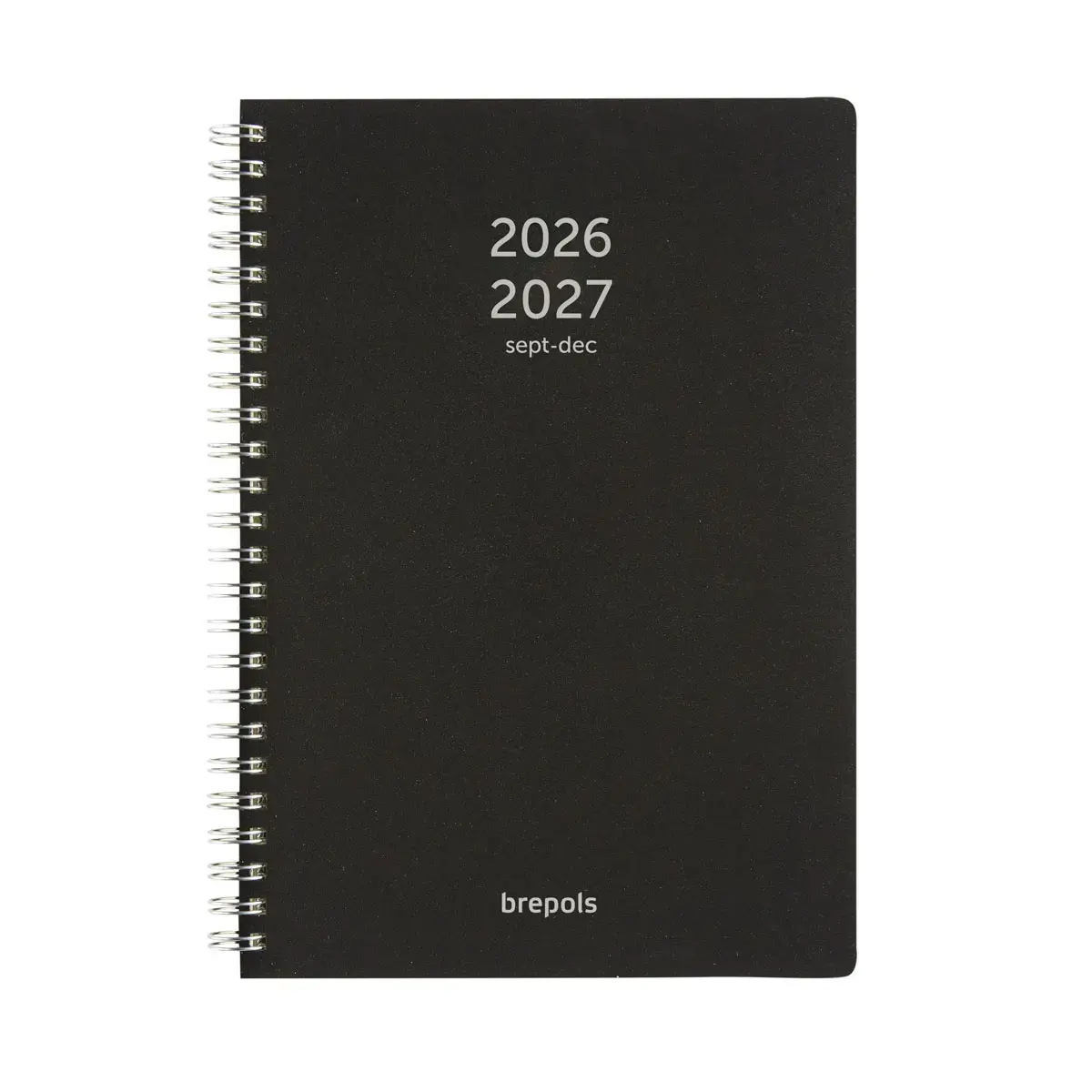 Weekagenda met spiraalbinding - Gelijnd - 14,8 x 21cm - Zwart - September tot december - BREPOLS