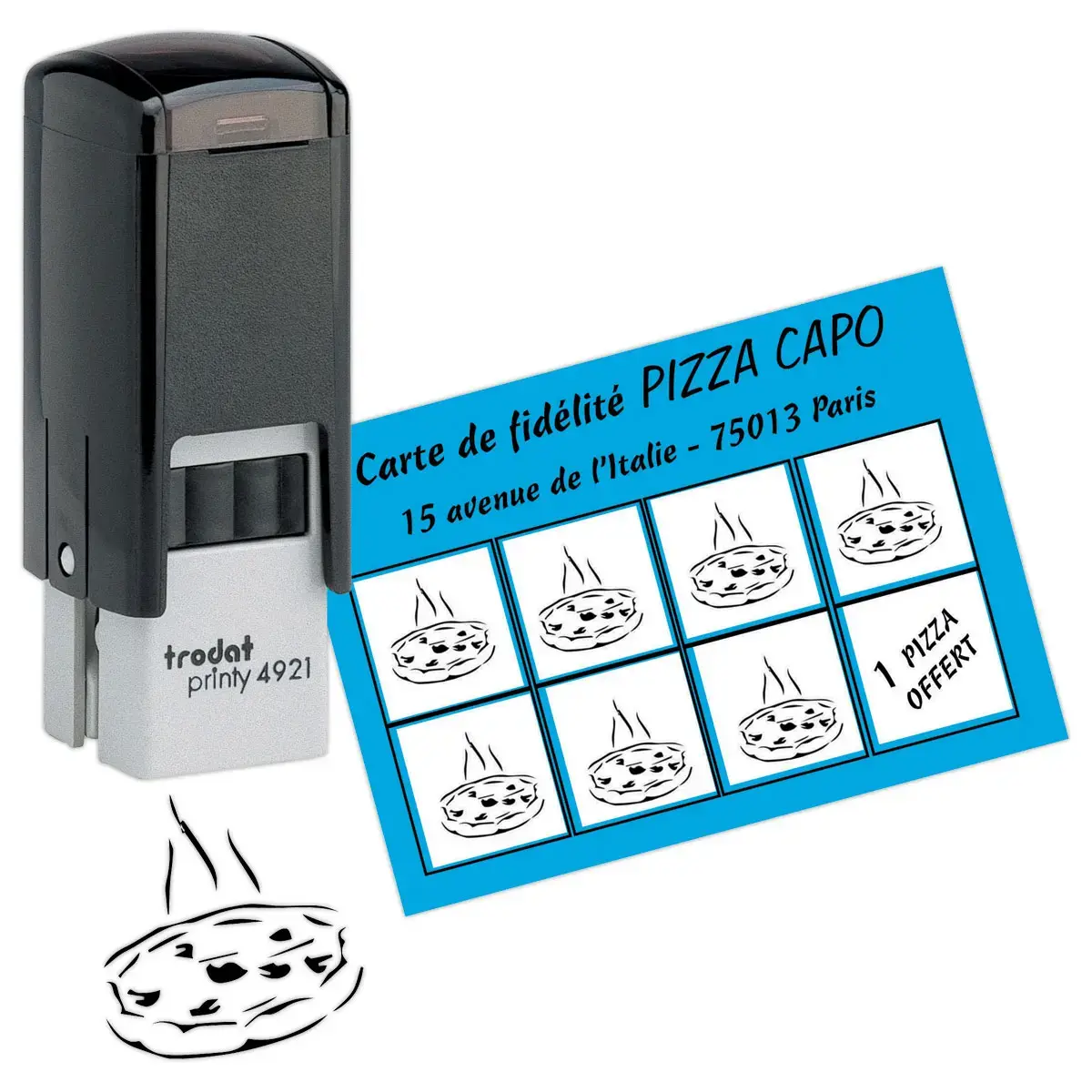 Personaliseerbare stempel Printy 4921 zw. - 12 x 12 mm - maxi 3 lijnen