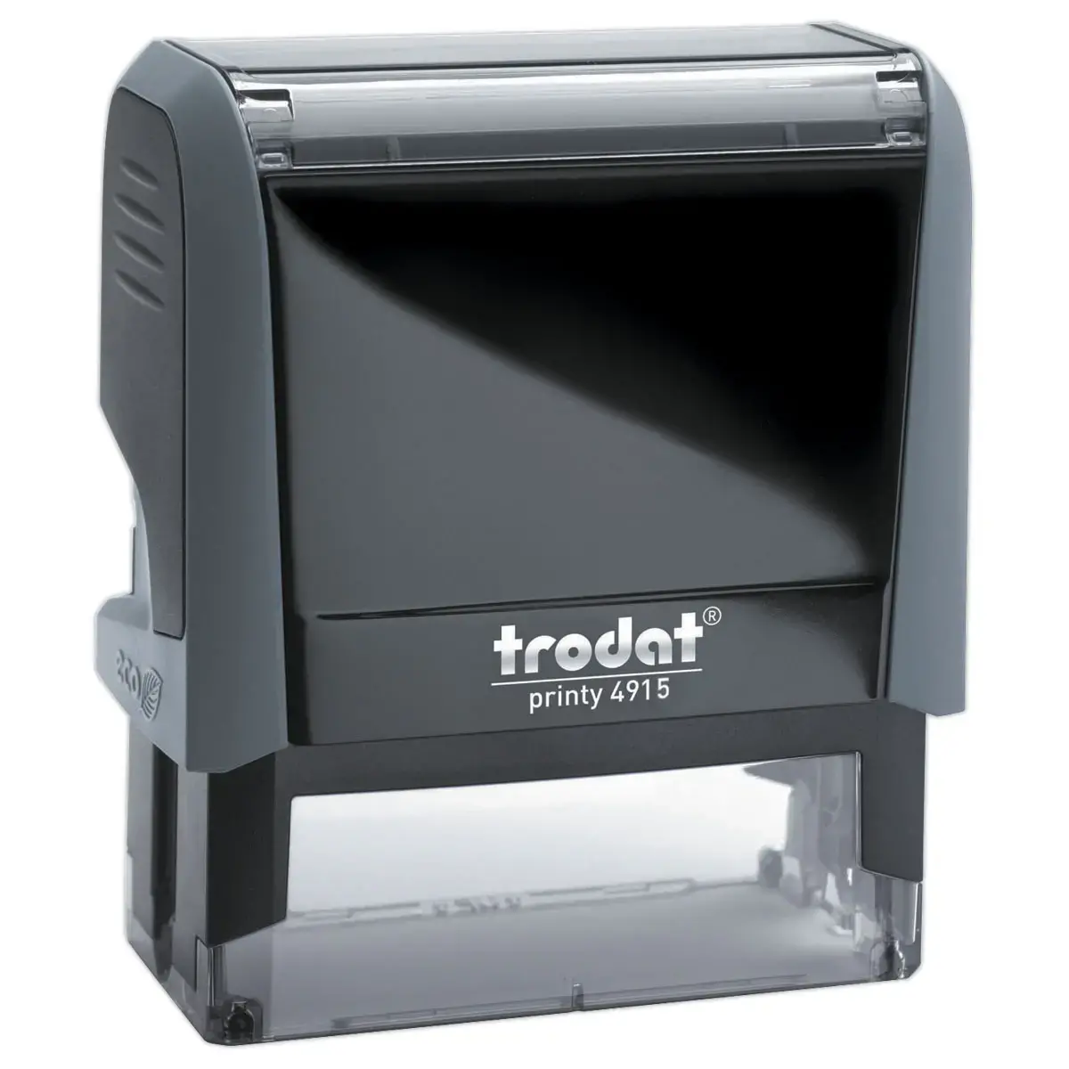 Gepersonaliseerde stempel Printy 4915 - Grijze behuizing - Zwarte inkt - 70x 25 mm - TRODAT