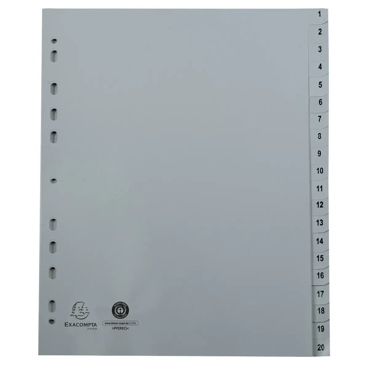 Geprinte digitale PP grijze gerecycleerde scheidingsbladen - 10 posities 