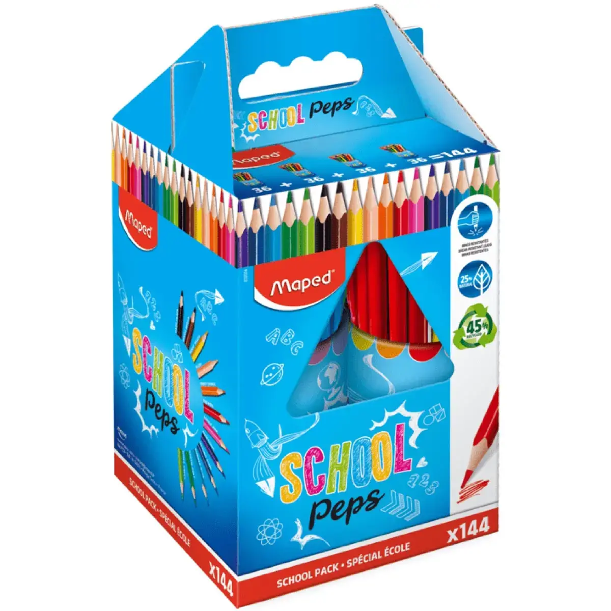 Kleurpotlood MAPED COLOR PEPS - 3,2 mm stift - assorti kleuren - set van 144 stuks
