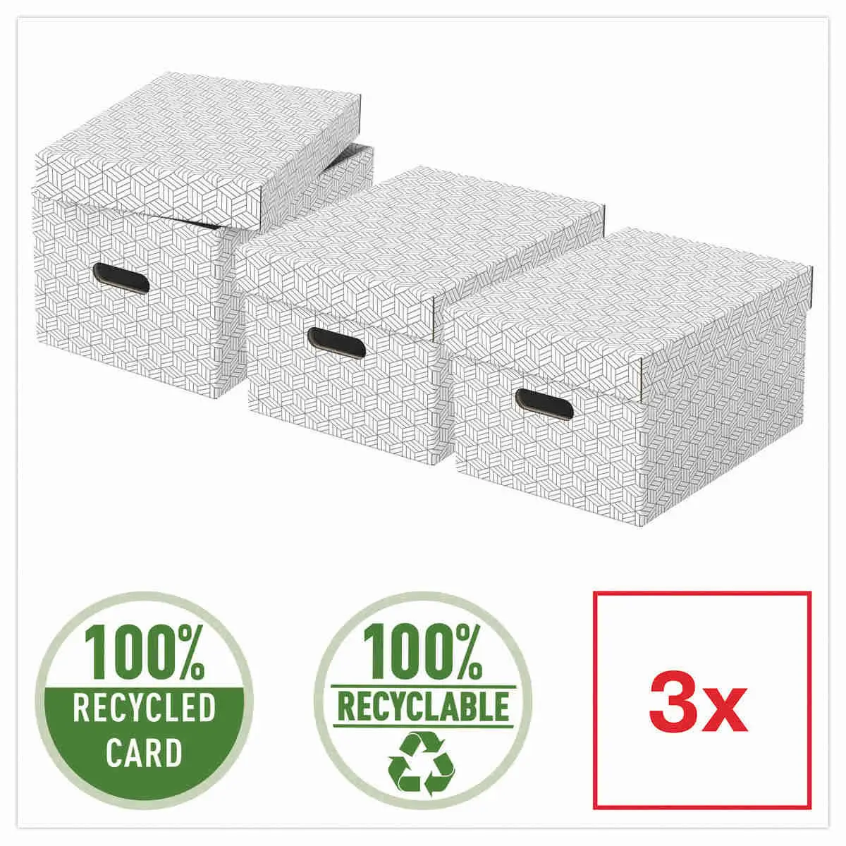3 Opbergdozen Home - Maat M - Wit - ESSELTE
