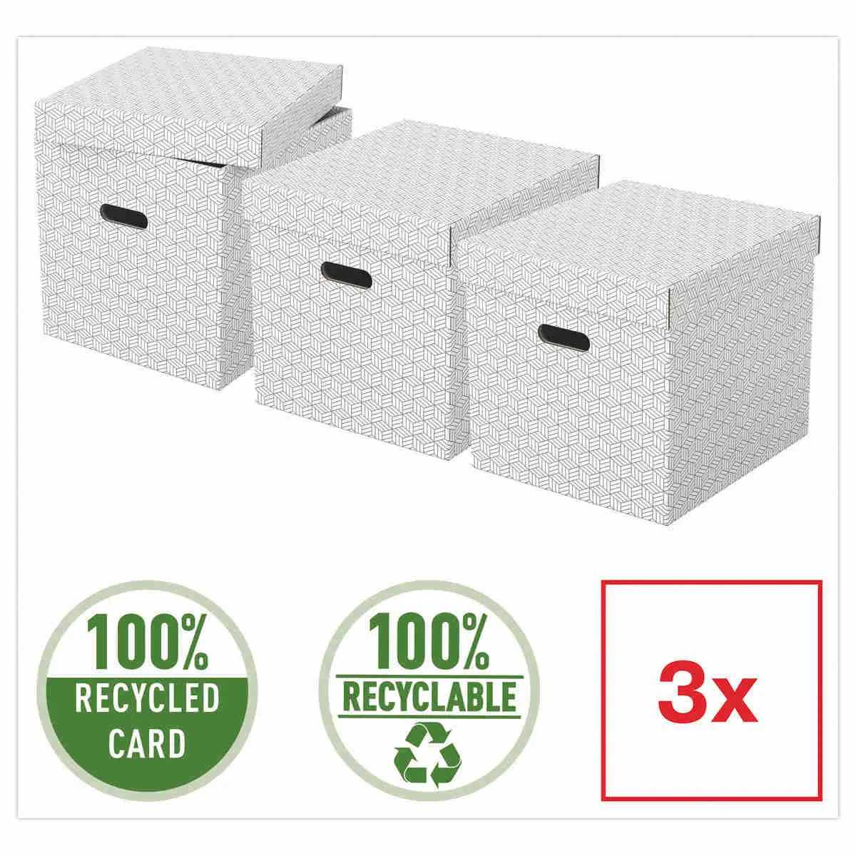 3 Opbergdozen Home - Cube-formaat - Wit - ESSELTE