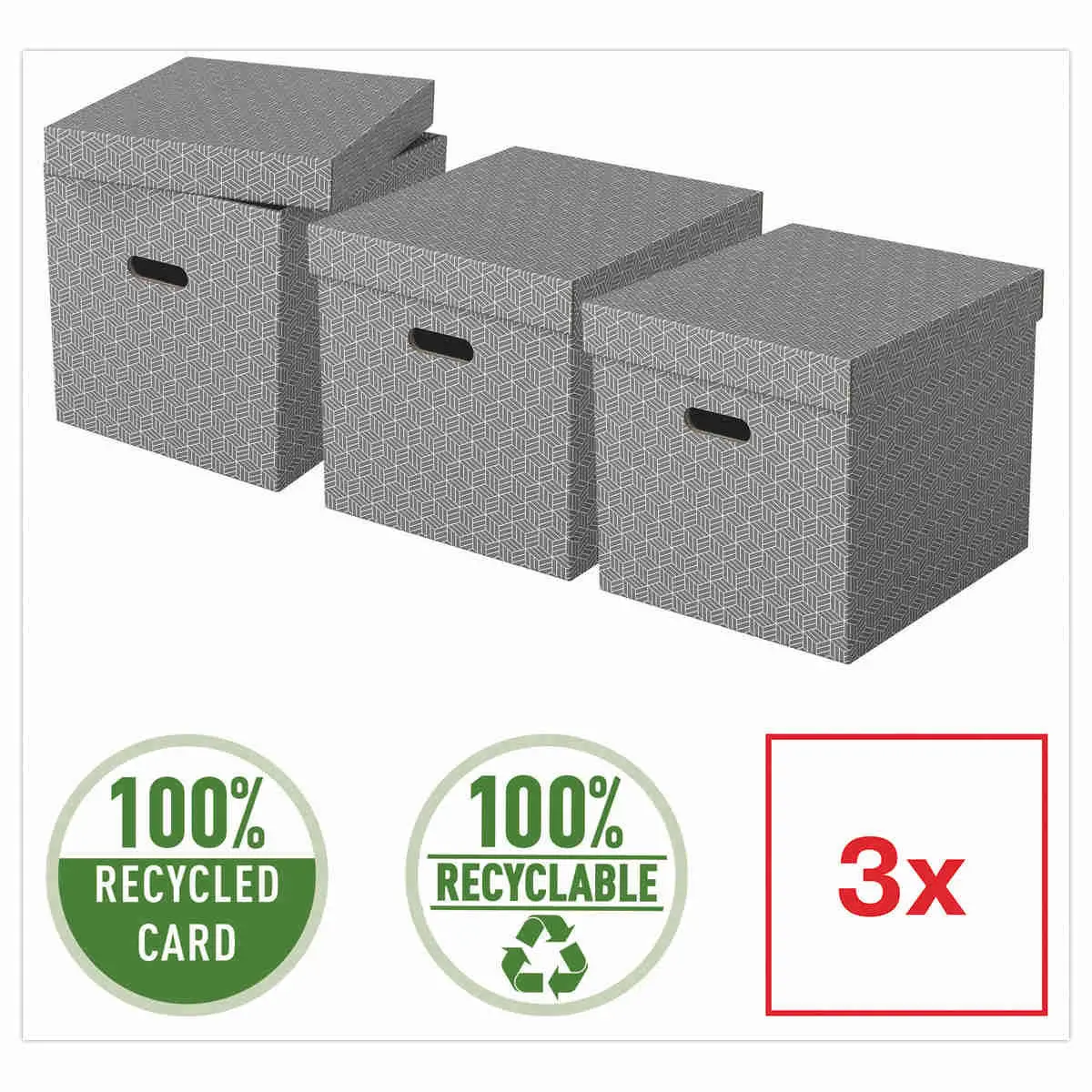 3 Opbergdozen Home - Cube-formaat - Grijs - ESSELTE