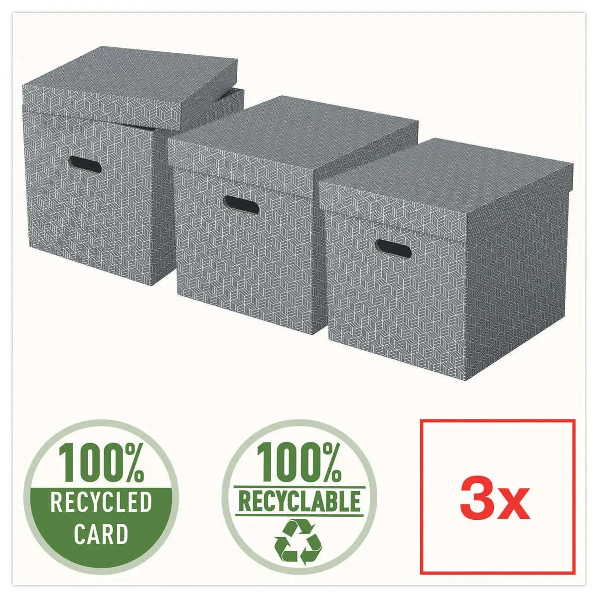 3 Opbergdozen Home - Cube-formaat - Grijs - ESSELTE