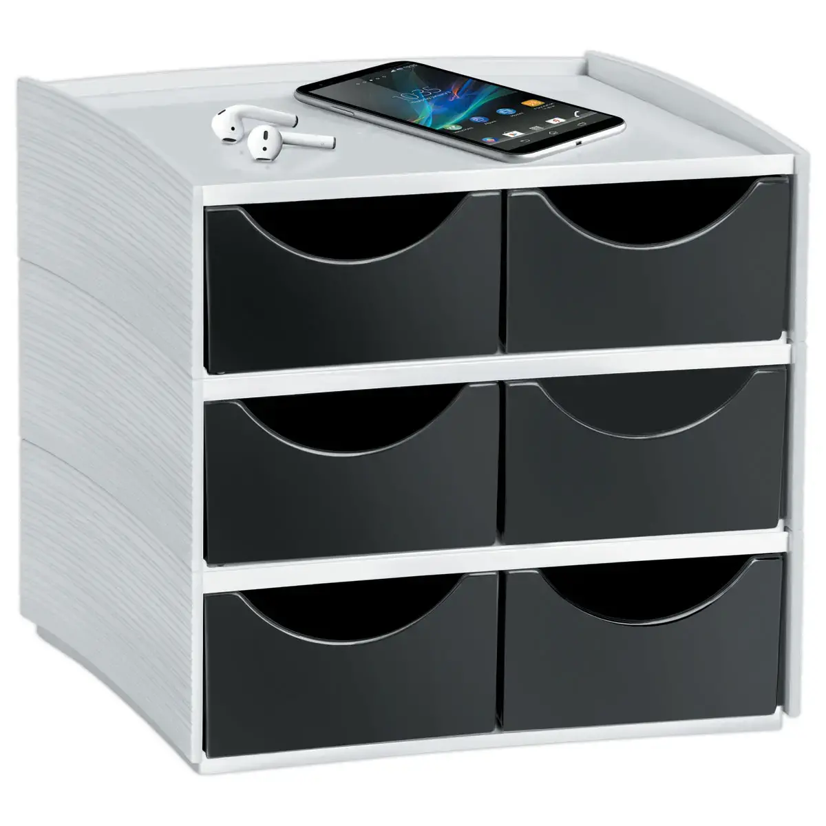 Mini opbergmodule met 6 lades, zwart 