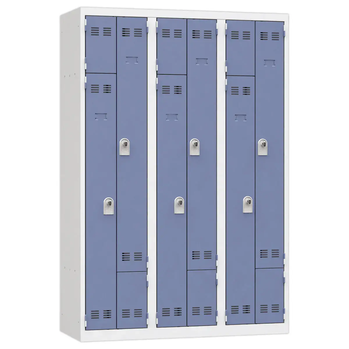 Kledingkast ruimtebesparend L-deur 3 kolommen - 6 gebruikers - Blauw 