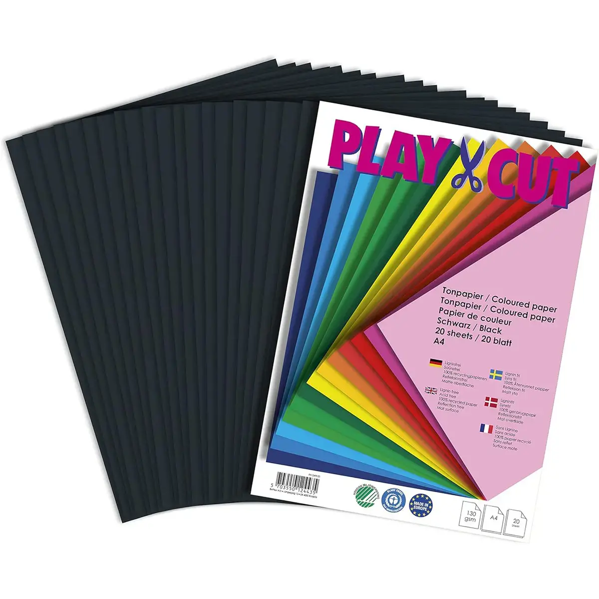 A4 tekenpapier 130g PlayCut - zwart - set van 20 vellen