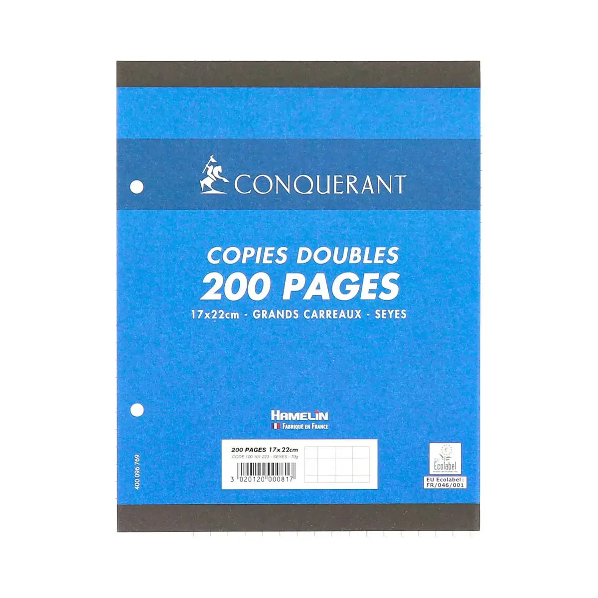 Dubbel geperforeerd los blad CONQUERANT - 17X22cm - SEYES 90g - pak van 200 