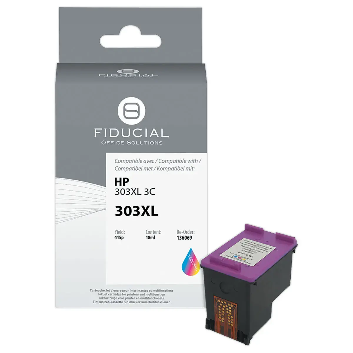 Cartridge Hp303XL kleuren compatibel FIDUCIAL 