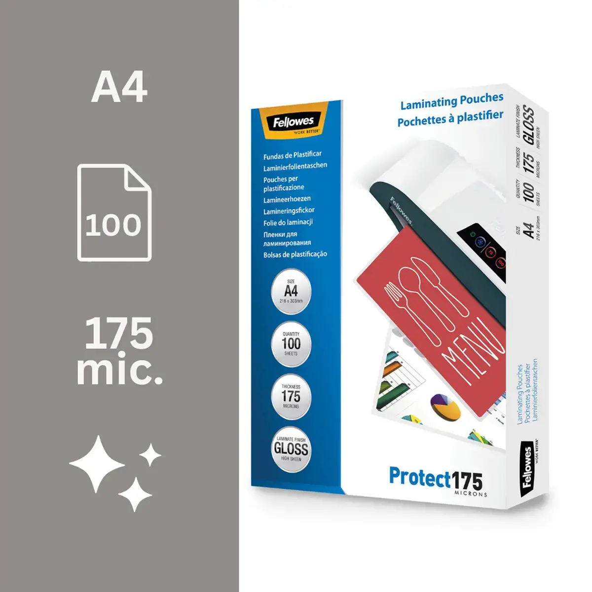 100 Standaardmapjes voor warm plastificerenA4 (21 x 29,7cm) - dikte 2x175µ