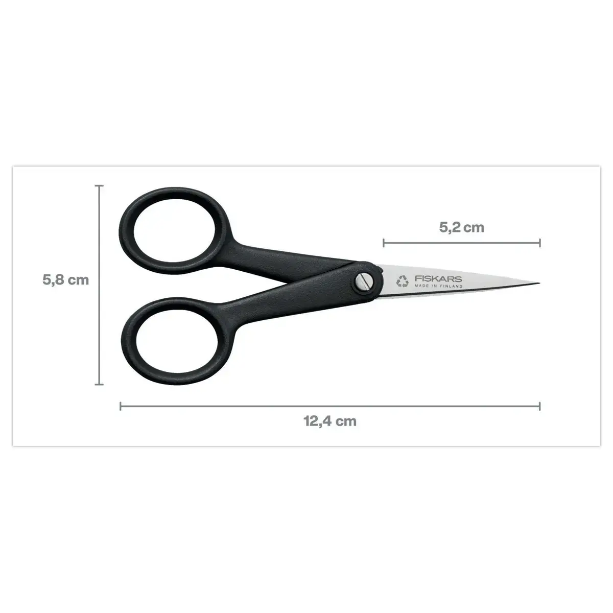 FISKARS ambidextrische scharen 13 cm met scherpe punten, gerecycled / recyclebaar