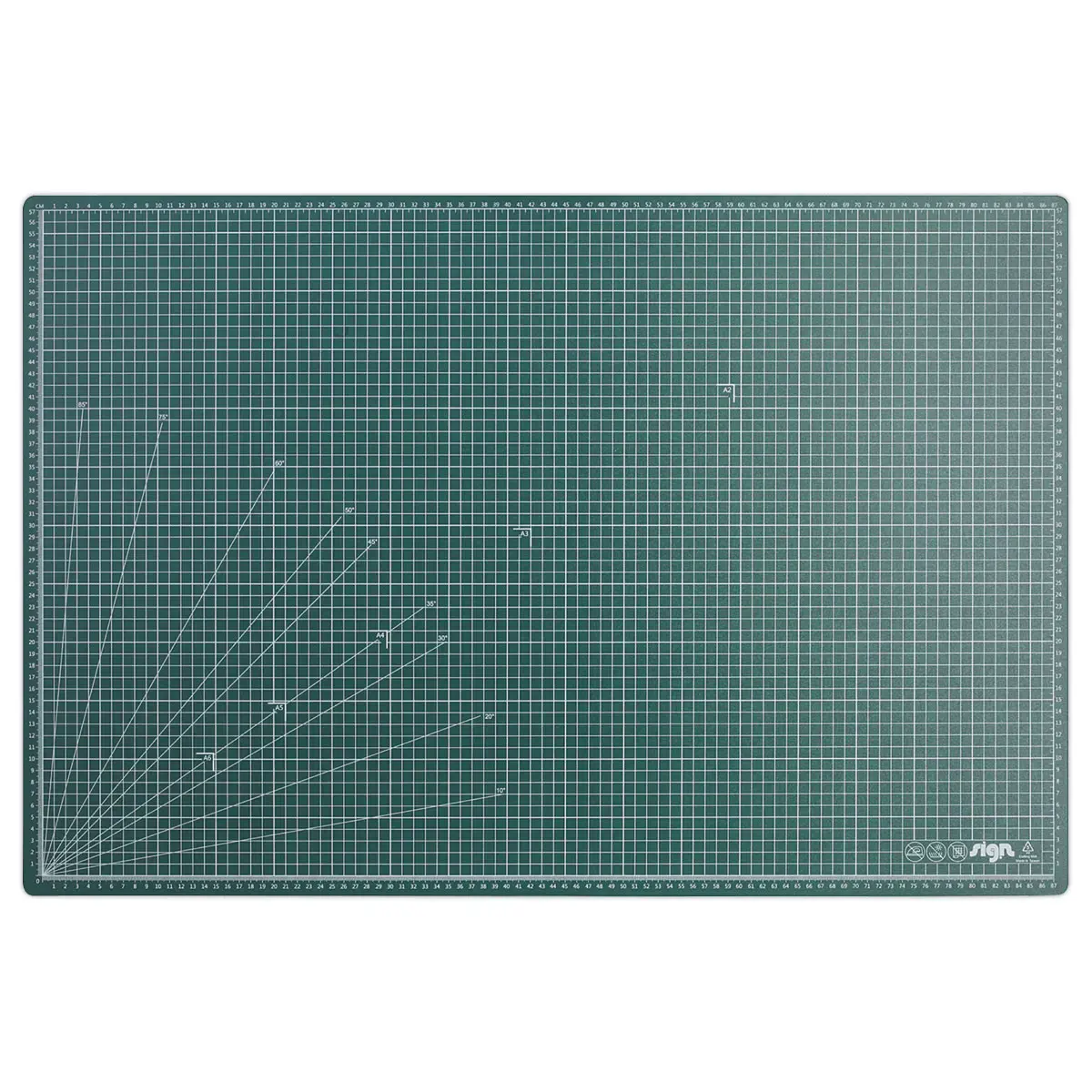 Snijplank 90 x 60 cm met een geruit oppervlak van 5x5 cm - A1 "zonder DEHP"