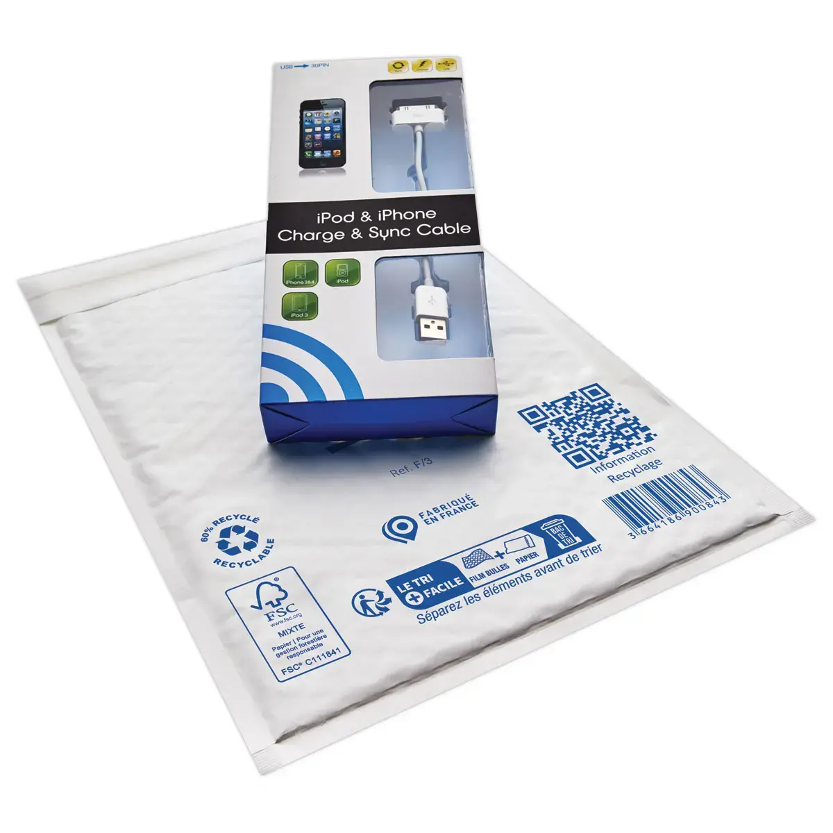 100 Witte gewatteerde omslagen met luchtkussens Sealed Air - 220 x 330 mm - JOVIMAIL