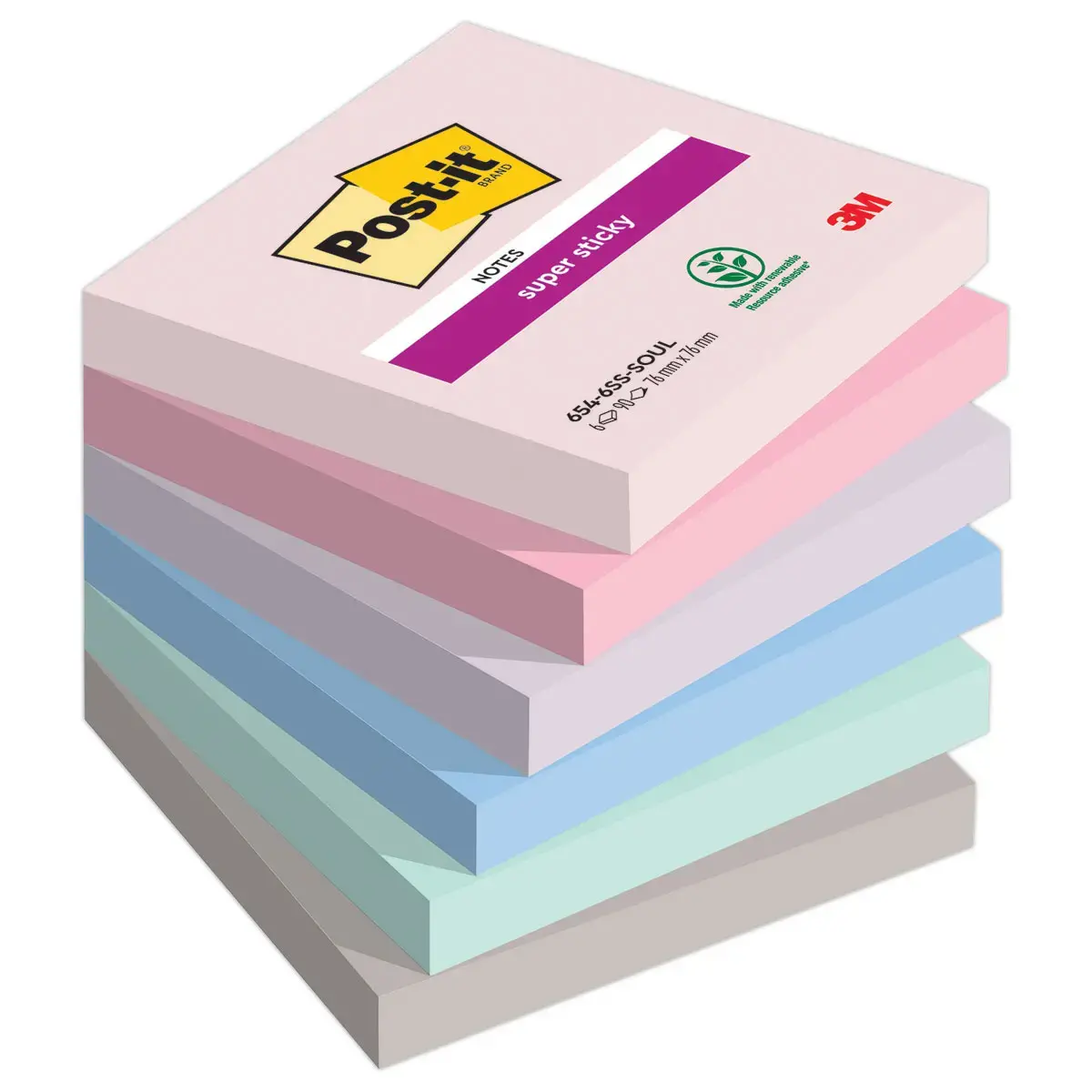 006 Super sticky memoblaadjes Collectie Soulful - 76 x 76 mm - 90 blaadjes - POST-IT